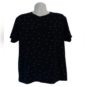 Denim & Flower men's navy short-sleeve seagull print henly t-shirt size L